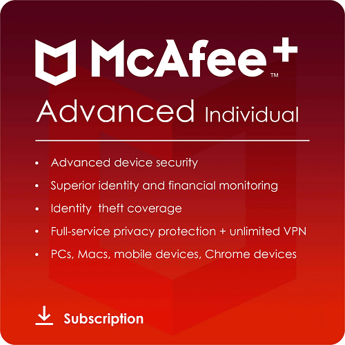 McAfee+ Advanced Individual - 1-Year / Unlimited Devices - USA